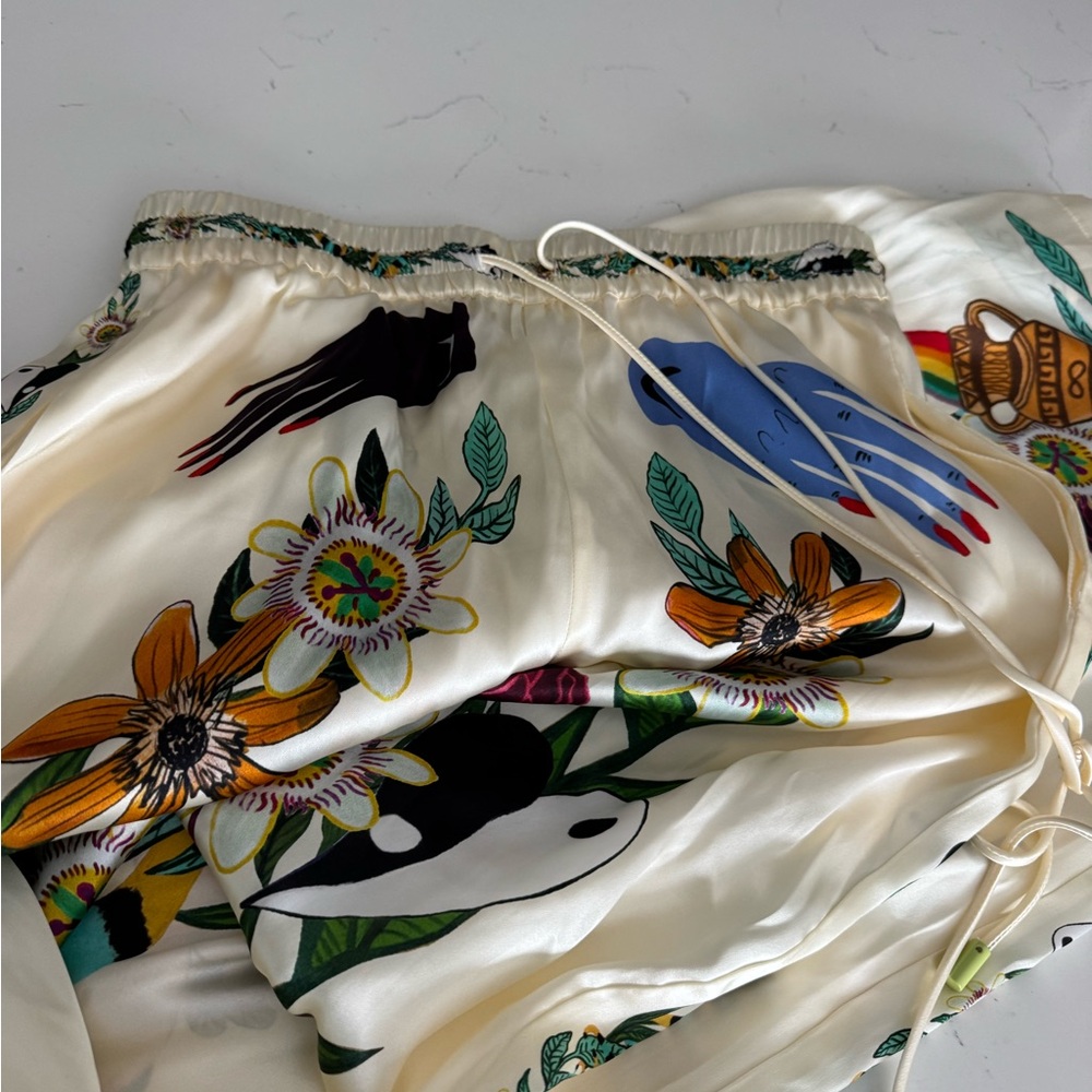 Alemais Meagan Floral Print Wide-Leg silk Pants - Picture 6 of 7
